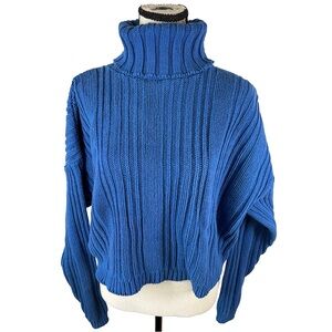 Vintage Moda International Ribbed Turtleneck Sweater | 90s Y2K Cotton Knit